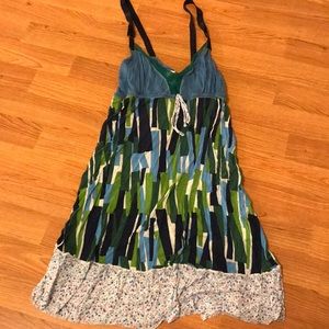 Free People multi pattern tunic length tank top